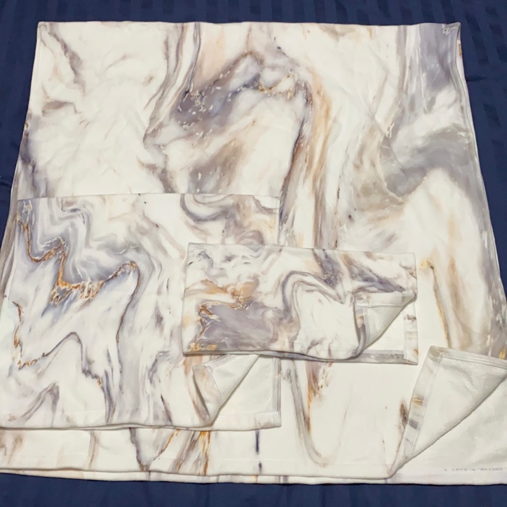 3-piece Bath towel set, marble design